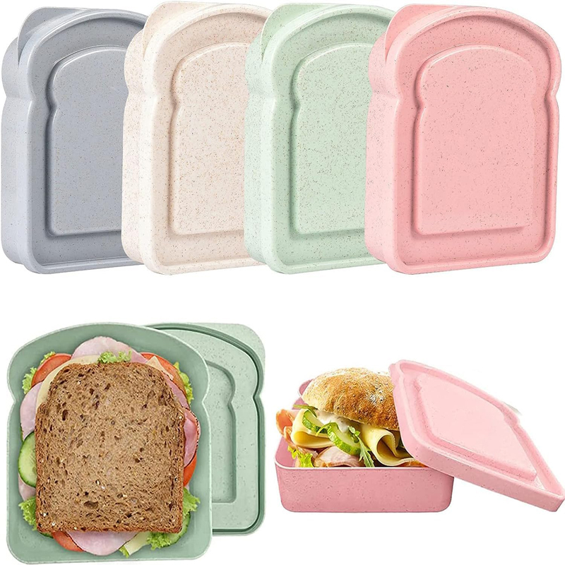 Food Storage Made Easy - ภาชนะแซนวิชกล่องอาหารกลางวันกล่องเก็บขนมปังปิ้งพร้อมฝาปิดกล่องเก็บอาหารแบบพกพานํามาใช้ใหม่กล่องอาหารกลางวันไมโครเวฟกรณีแซนวิช