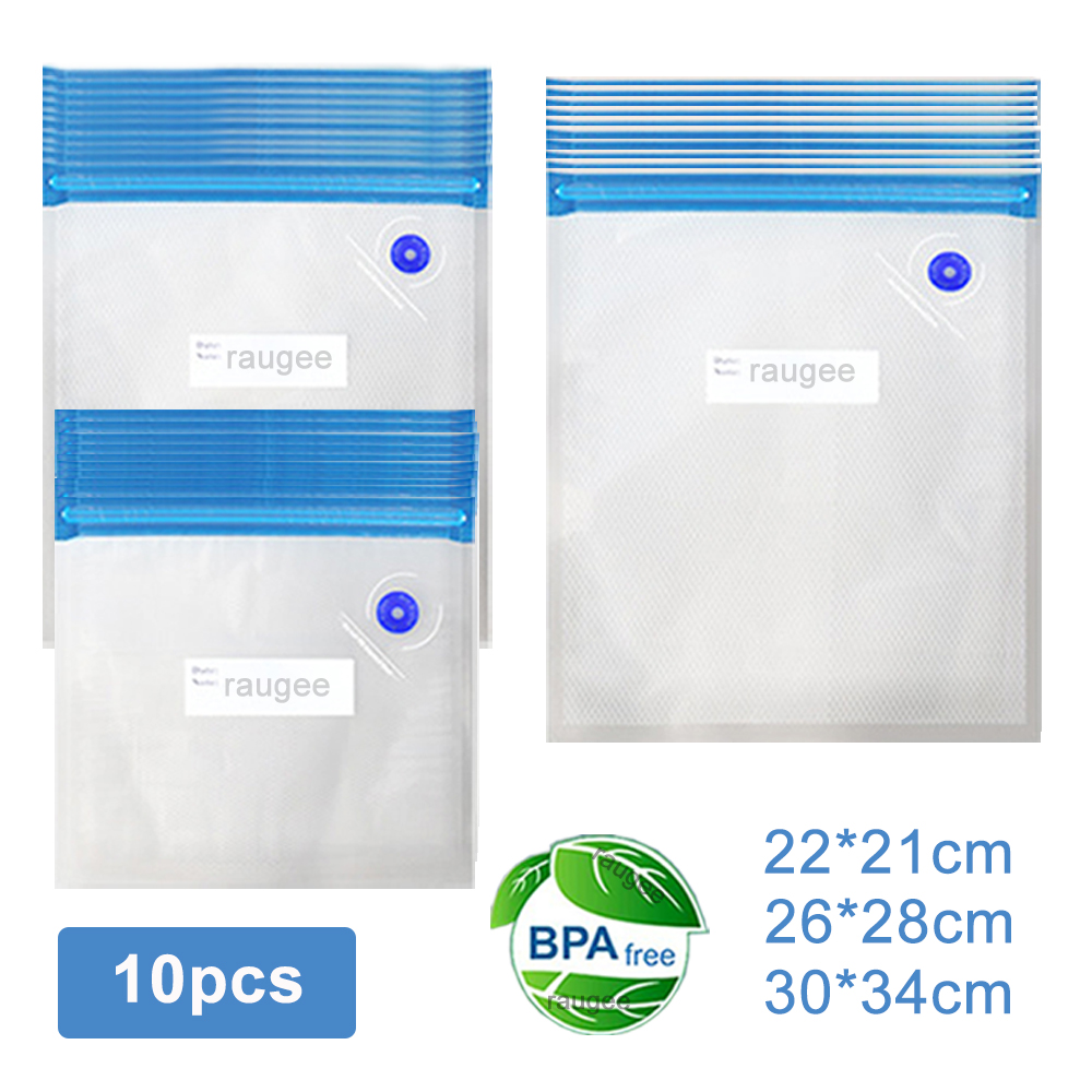 Food Storage No Plastic - ถุงสูญญากาศ อาหารแบบใช้ซ้ําได้ ถุงบรรจุภัณฑ์สูญญากาศ 10 ชิ้น ถุงเก็บสูญญากาศปิดผนึกสําหรับอาหาร
