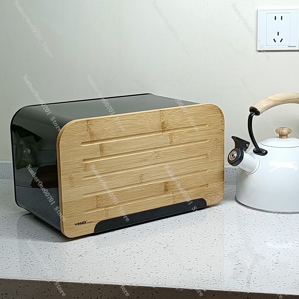 Food Storage Bins - กล่องใส่ขนมปังในครัวพร้อมฝาไม้ไผ่, กล่องเก็บขนมปังสแตนเลส, ภาชนะใส่อาหารสำหรับขนมปังและของว่าง