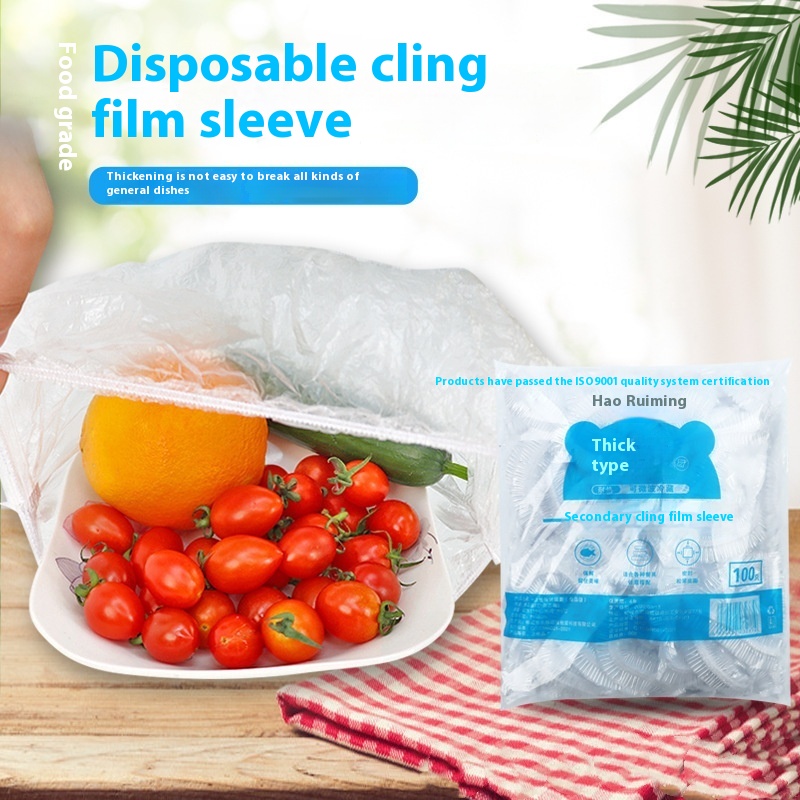 Food Storage Roll Bags - ห่ออาหารแบบใช้แล้วทิ้ง100ชิ้นฝาครอบเก็บผลไม้ฝาปิดถ้วยพลาสติกเก็บของอุปกรณ์ครัว