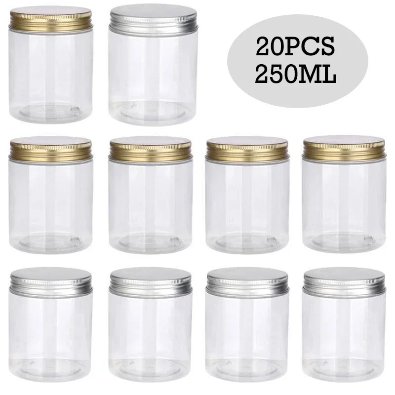 Food Storage Aluminum Containers - 20pcs 250ml ล้างพลาสติก PET Storage Jar