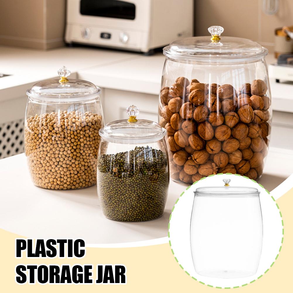 Food Storage Lid - โหลพลาสติกใสขนาดใหญ่พร้อมฝาปิดสนิทสำหรับเก็บอาหาร เช่น คุกกี้ ลูกอม ขนม น้ำตาล