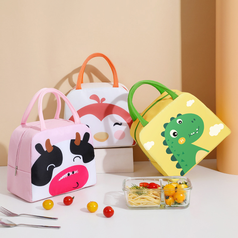 Food Storage Roll Bags - กระเป๋าใส่ข้าวกลางวันการ์ตูนน่ารักสำหรับเด็กฉนวนอลูมิเนียมกันความร้อนเก็บความร้อนกล่องข้าวกลางวันอุณหภูมิ hangbag กลางแจ้งถุงเก็บอาหารปิกนิกใหม่