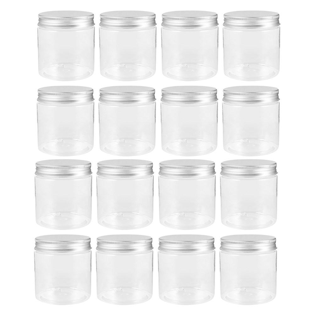 Food Storage Lid - ชุดโหลแก้วใสสำหรับใส่ของใช้ในบ้าน จำนวน 20 ชิ้น พร้อมฝาปิดอะลูมิเนียมสีเงินแบบมีซีล ขนาดกะทัดรัด