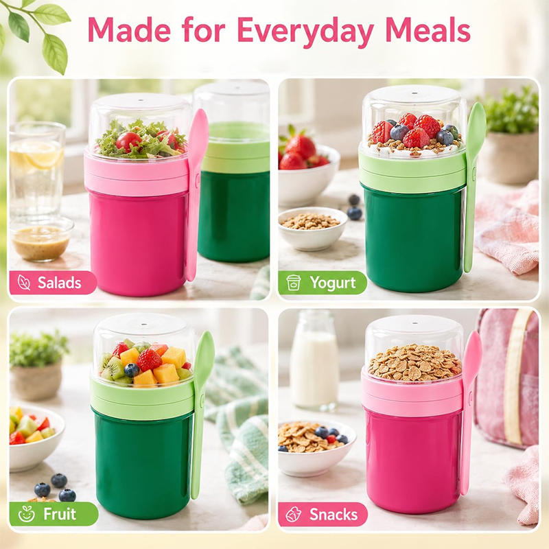 ถ้วยใส่โอ๊ตมีลแบบพกพาสองชั้น ป - Food Storage Meals บทวิจารณ์และราคา