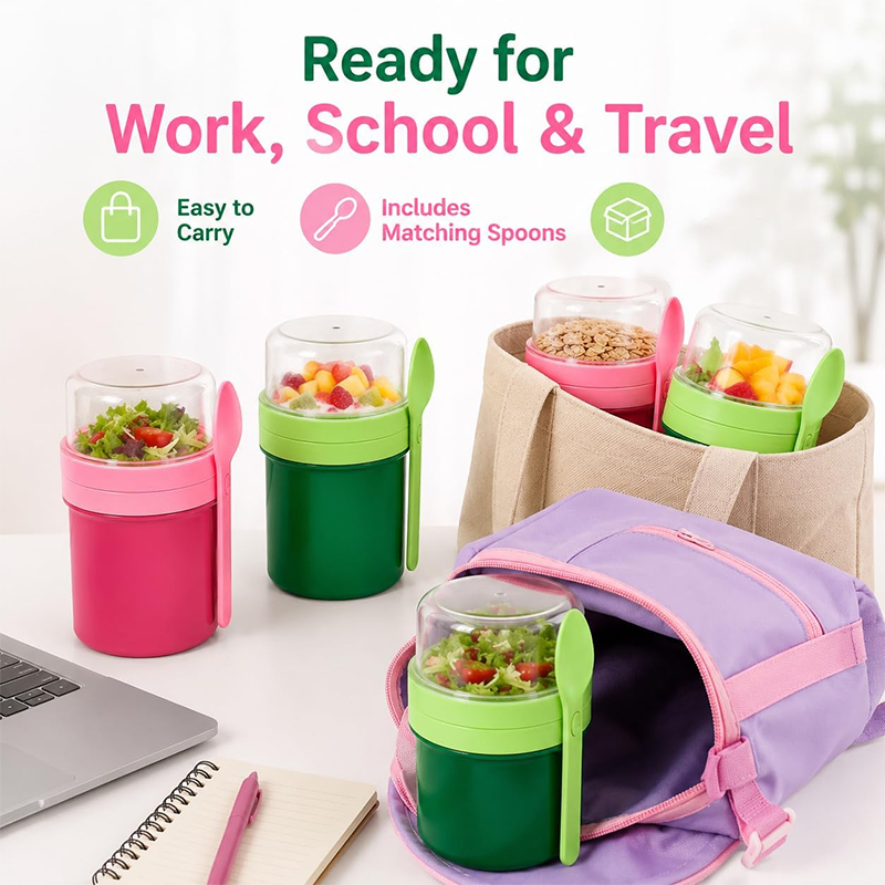 ถ้วยใส่โอ๊ตมีลแบบพกพาสองชั้น ป - Food Storage Meals บทวิจารณ์และราคา