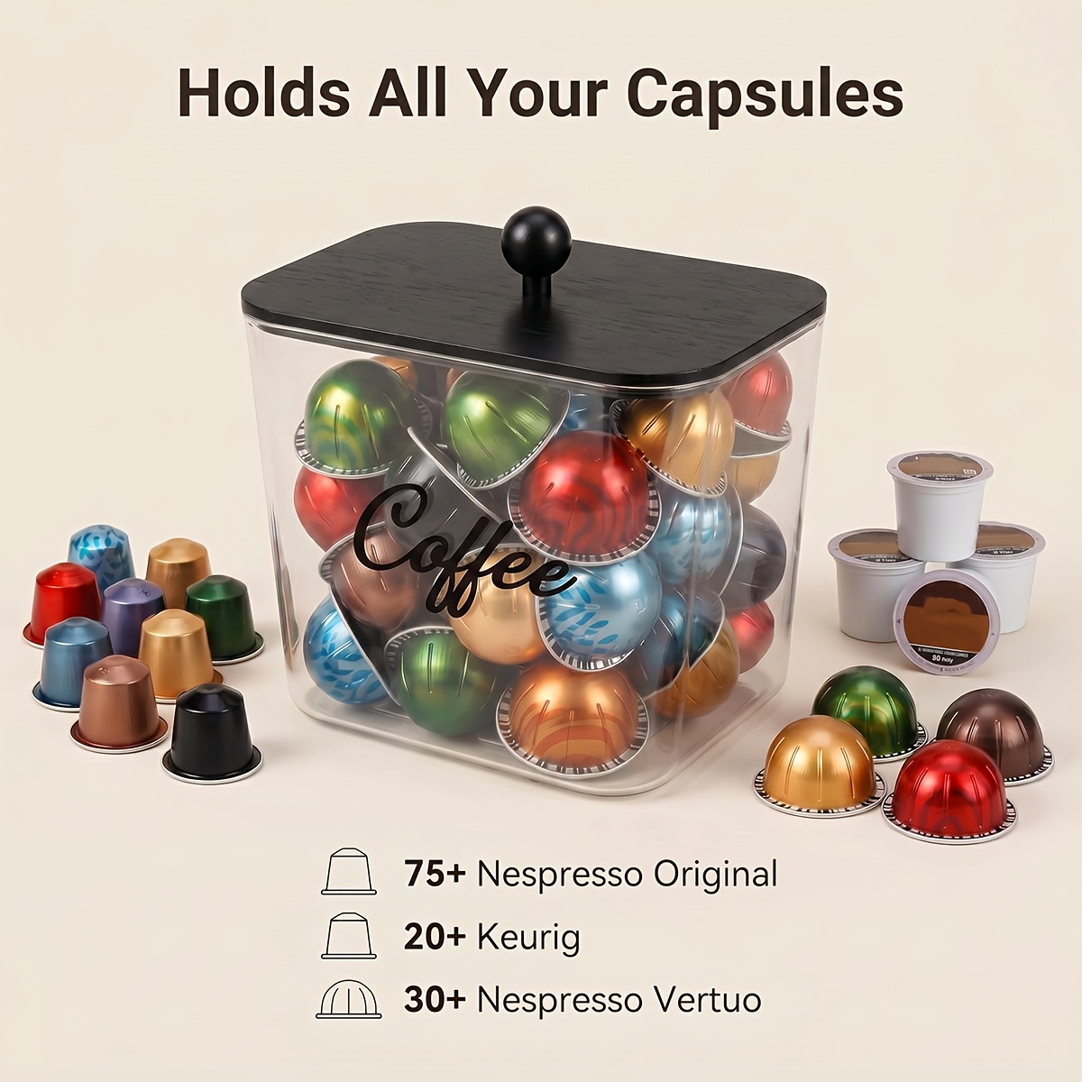 ที่ใส่ฝักกาแฟพร้อมฝาปิด กล่องเ - Food Storage For Room บทวิจารณ์และราคา