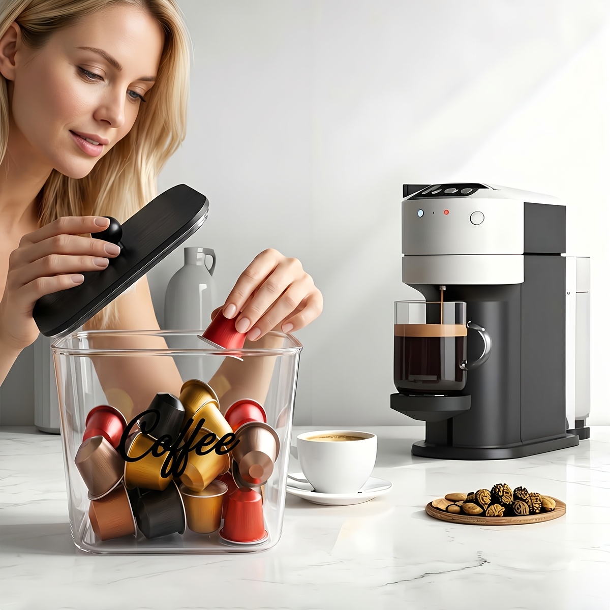ที่ใส่ฝักกาแฟพร้อมฝาปิด กล่องเ - Food Storage For Room บทวิจารณ์และราคา