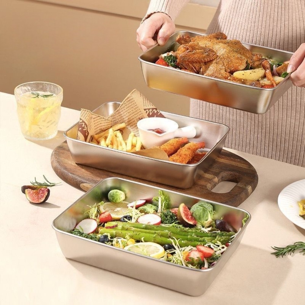 ถาดเสิร์ฟสแตนเลสเกรดอาหารพร้อม - Food Storage Meals บทวิจารณ์และราคา
