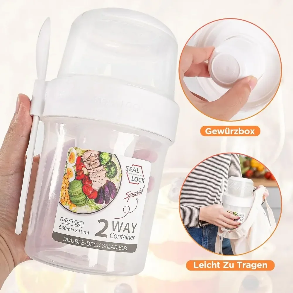 ถ้วยสลัดถ้วยอาหารเช้าแบบพกพาเก - Food Storage Made Easy บทวิจารณ์และราคา